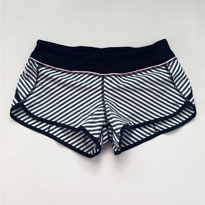 Lululemon Run speed short 8 black and white pink running shorts runner rare